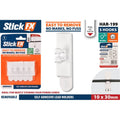 white plastic holders; 5 hooks per pack; self-adhesive backing; compact rectangular shape; holds round cables;