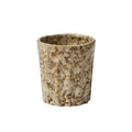 cocoa marbled ceramic finish; cylindrical cup shape; compact size; smooth glazed surface;