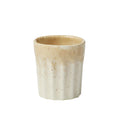 nougat colour with gradient glaze; stoneware material; small cup size; faceted textured exterior;