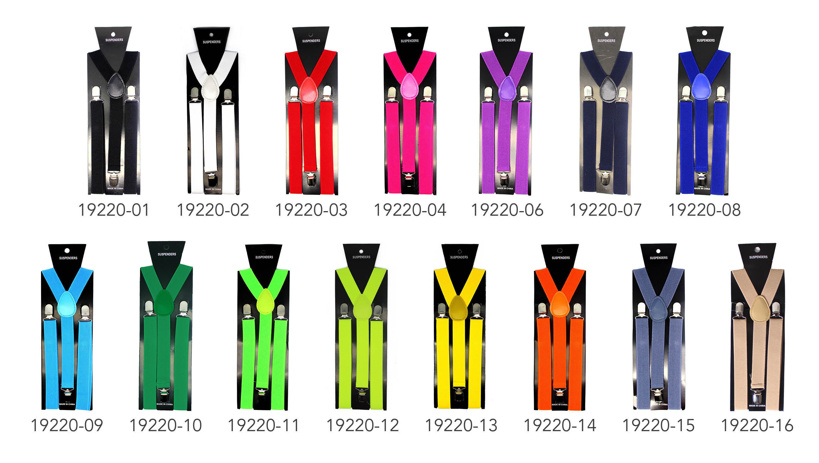 Suspender (Plain) (Black); Suspender (Plain) (White); Suspender (Plain) (Red); Suspender (Plain) (Blue); Suspender (Plain) (Dark Green); Suspender (Plain) (Yellow);