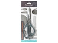 silver stainless steel blades; grey plastic handles; multi-function design; packaged on a branded card; ergonomic handles;