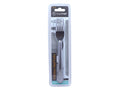 set of 4 forks; stainless steel material; packaging with cardboard backing; classic fork shape with four tines;