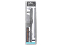 clear plastic packaging; two stainless steel knives; textured metal handles; serrated blade edge; TopChef branding on packaging;