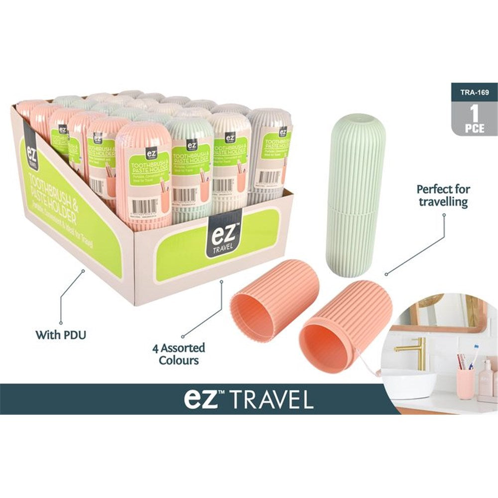 cylindrical plastic holder; ribbed surface texture; available in pastel colours; approximate handheld size; packaged in display box;