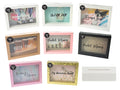 rectangular shape; various colours including white, pink, black, gold glitter; different theme texts on front glass like 'Pocket Money', 'Beer Fund'; transparent front panel; coin slot on top;