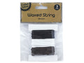 3 pack of waxed strings; Colours: black, white, brown; 15 meters length each; Packaged with cardboard header; Strings neatly wrapped on white cards;